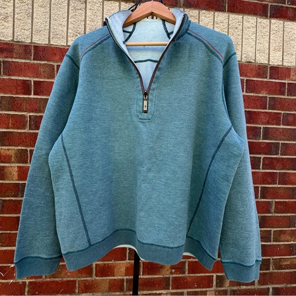 Tommy Bahama Reversible 1/4 Zip Sweatshirt Resort Vacation Lounge Beach Casual - Picture 12 of 16
